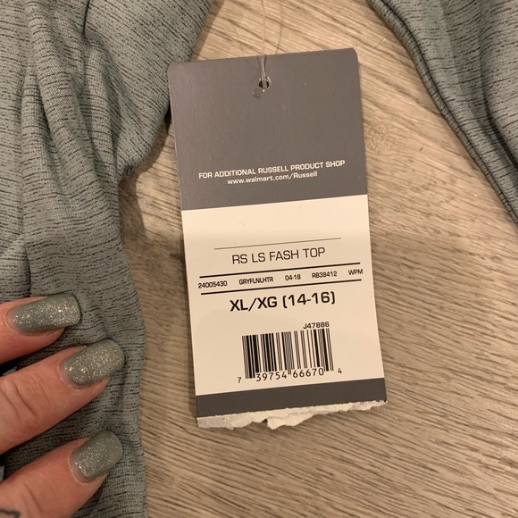 Boy's XL 14/16 Dri-Power Russell Gray Long Sleeve Shirt NWT - Picture 6 of 6